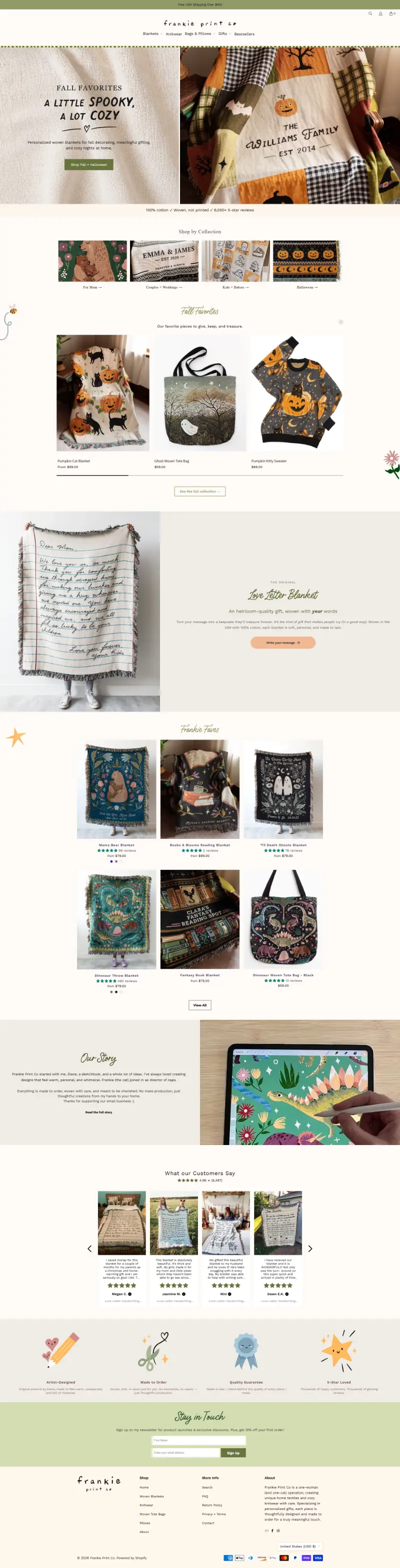 Frankie Print Co Shopify store built by Activebiz