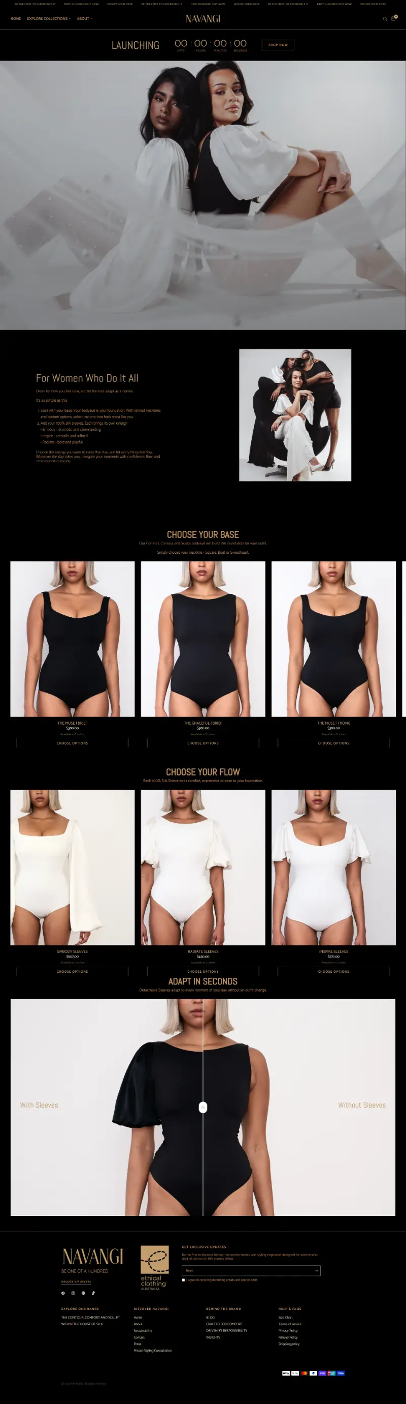 Navangi Shopify store built by Activebiz