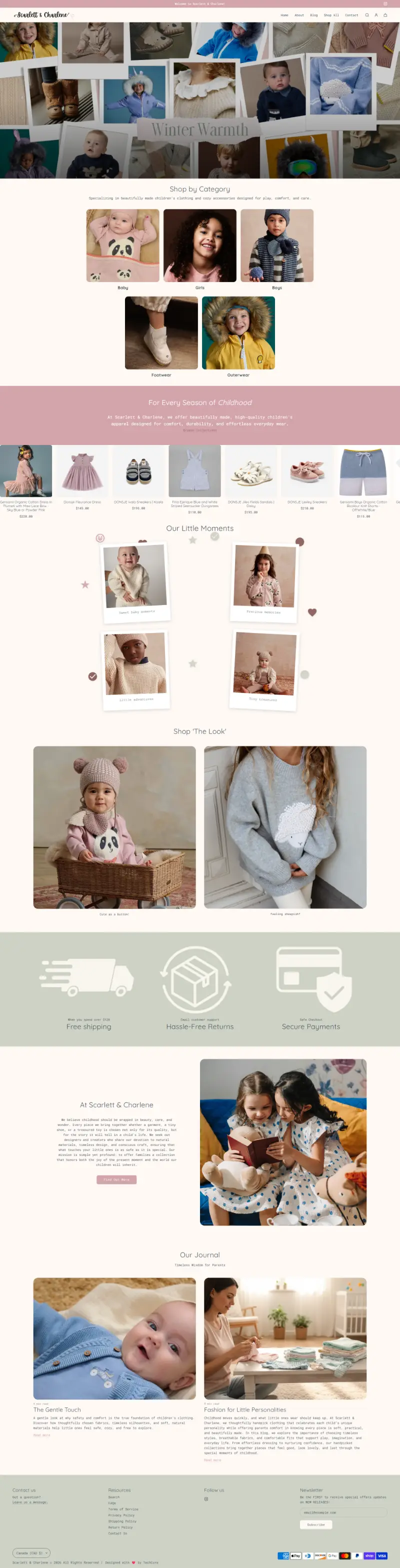 Scarlett & Charlene Shopify store built by Activebiz